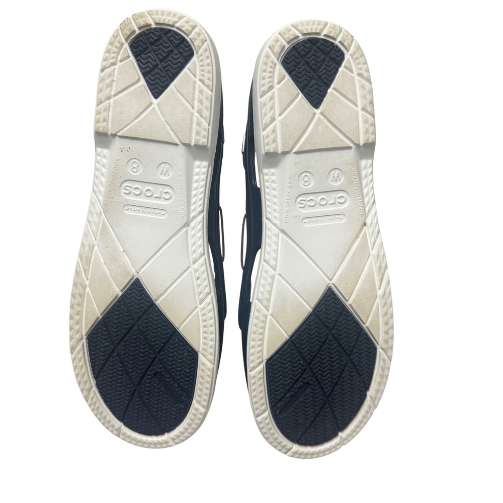 Crocs Beach Line Hybrid Boat Shoes Size 8 Navy Blue White Slip On - Picture 10 of 10